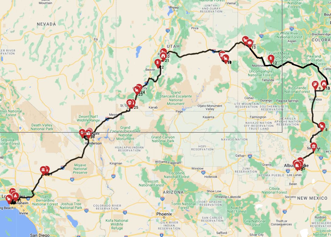 RV trip from Albuquerque to Los Angeles - The Old Spanish Trail